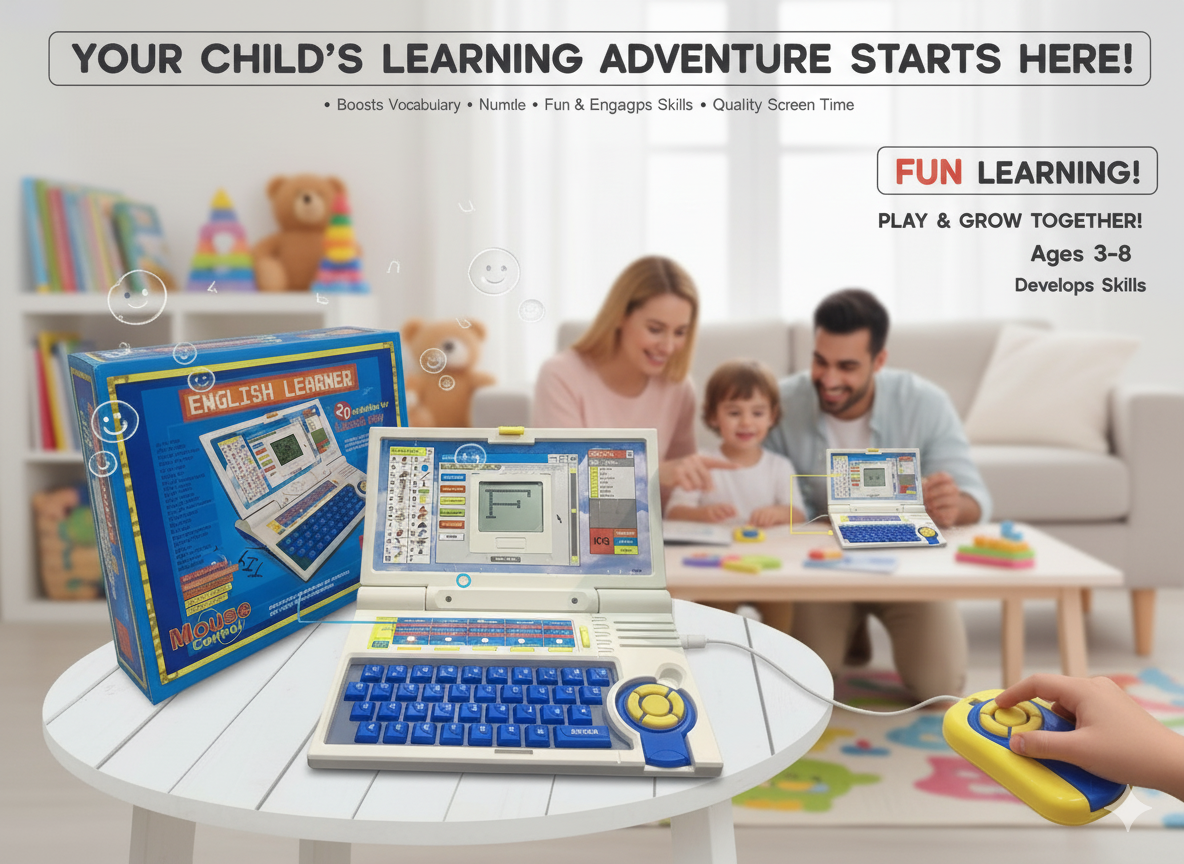 “English Learner Kids Laptop with Mouse Control – Fun Learning Toy”
